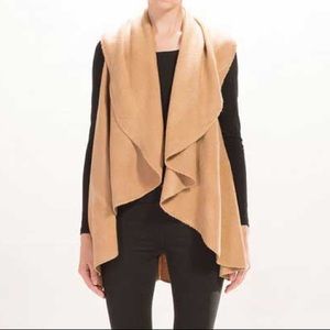 Anthropologie Cascades Shawled Wrap Vest in Camel